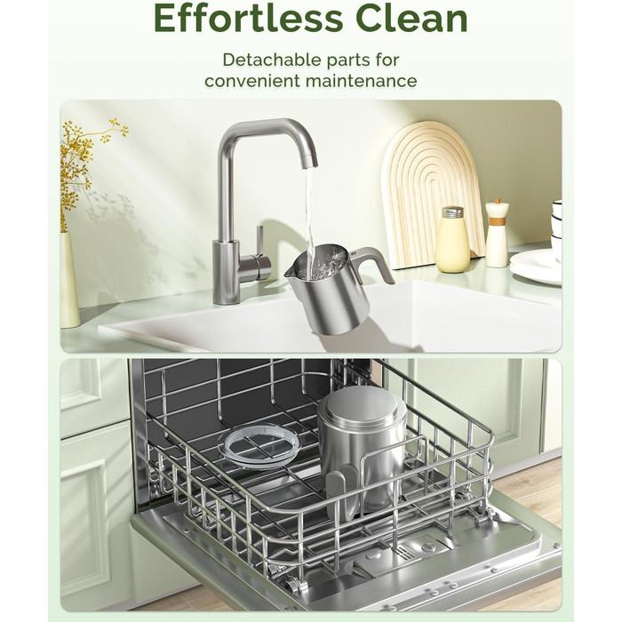 Електричний спінювач молока Maestri House 500 мл 4-в-1 з керуванням Smart Touch, функція пам'яті, для лате, гарячого шоколаду та теплого молока, чорно-сірий