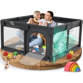 Дитячий манеж Laufstall – [НОВИНКА 2025] – Дитячий манеж, ігровий майданчик, огорожа для дитини, манеж для дітей, Play Pen – [Перевірено в лабораторії] – Дихаючий матеріал, повністю оббитий - 130x130 см