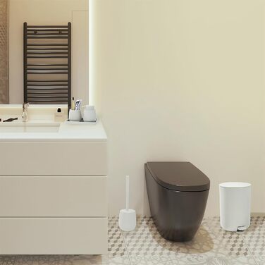 Набір для ванної кімнати Badset Beige: 5 предметів (сміттєвий контейнер, тримач для щітки, дозатор мила, стакан для зубної пасти, піднос)