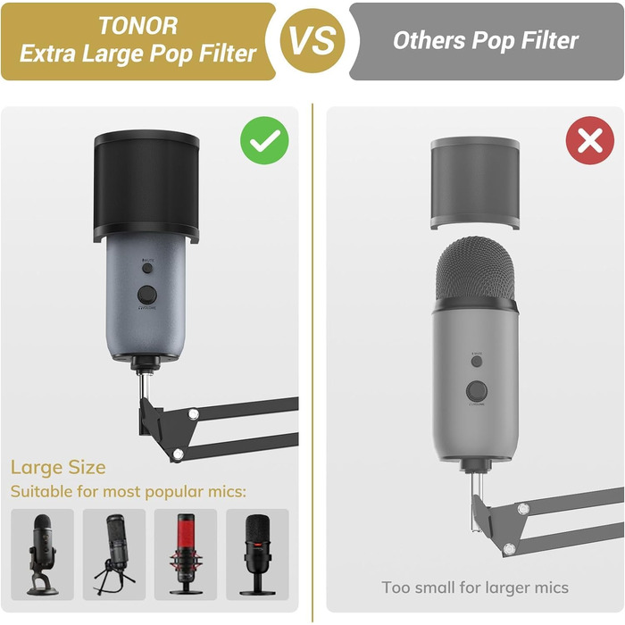 Мікрофонна стійка TONOR T50 (40+40+40 см) з поп-фільтром, кріплення 3/8