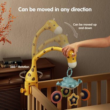 Мобіль для ліжечка TUMAMA 3 в 1 з проєктором, нічником та музикою для малюків