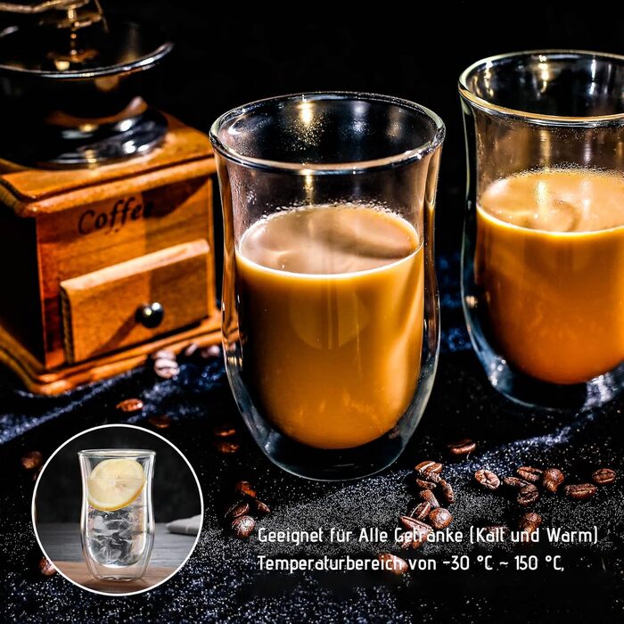 Склянки з подвійними стінками Latte Macchiato (4 x 350 мл) - Набір склянок для кави Thermo