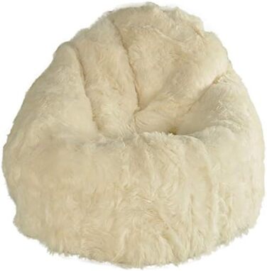 Загальна сумка-мішок з баранячої шкіри Pouf Cream White Bean Bag з натуральної ісландської овечої шкіри з внутрішнім мішком і наповнювачем з пінополістиролу