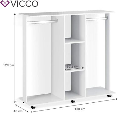 Шафа для одягу Vicco Robbie, біла, 130 x 120 см