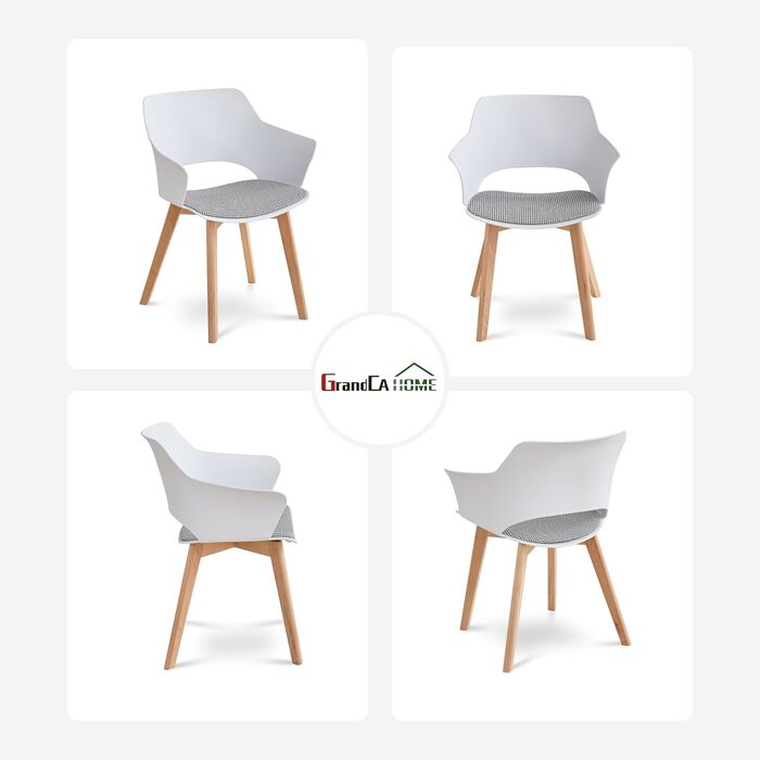 Набір з 4 кухонних стільців GrandCA HOME з масивних дерев'яних ніжок, м'яке сидіння, зелений колір