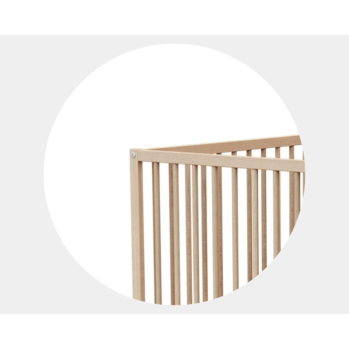 Дитяче ліжко Webaby Holz 60x120cm з бука, натуральний колір, з регульованим дном та бортиками | Від народження | Комфортний сон