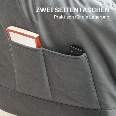 Сучасний акцентний крісло, м'яке крісло зі сталевими ніжками та бічними кишенями, для вітальні, спальні, сірого кольору