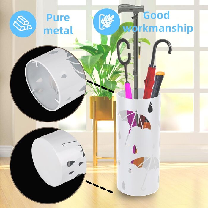 Підставка для парасоль під вхідну зону, вільно стояча, кругла металева, органайзер для парасоль, для дощовиків, тростинок, декору дому/офісу, вміщує 4-5 парасоль