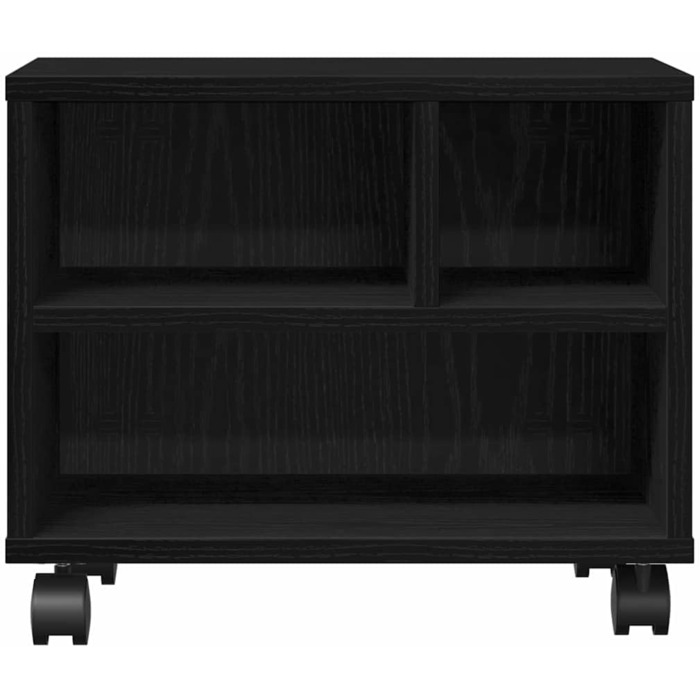 Підставка для принтера на колесах з полицями, білий ДСП, для офісу та робочого кабінету (Чорний дуб)