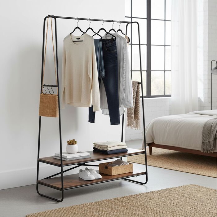 Підставка для одягу Relaxdays з 2 полицями