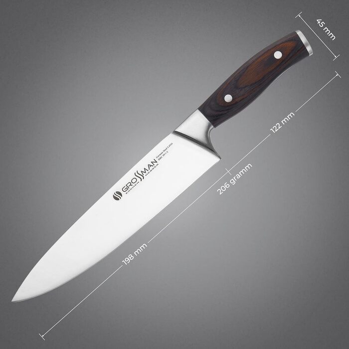 Ніж кухарський Grossman 282ON, 33 см, з нержавіючої сталі, ергономічна ручка