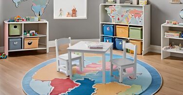 Дитячий стіл та 2 стільці - комплект меблів для дитячої кімнати, 60x50x50 см (білий/білий)