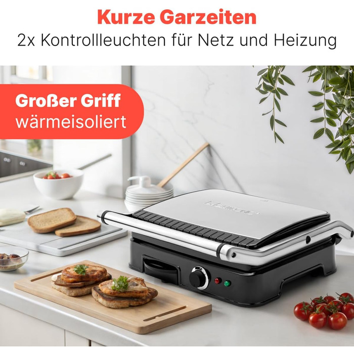 Контактний гриль Clatronic® KG 3487: 2000W, антипригарне покриття, для паніні та тостів