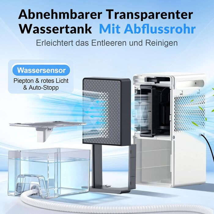 Електричний осушувач повітря 2300 мл з відведенням води, таймером, захистом від інею, світловий колір, режим сну, захист від вологи та плісняви, для спальні, підвалу, квартири, компактний
