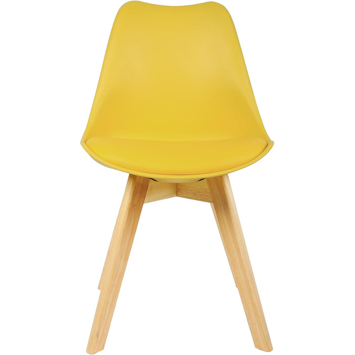 Стільці для їдальні WOLTU, скандинавський стиль, ретро дизайн, штучна шкіра, масивні дерев'яні ніжки, до 150 кг