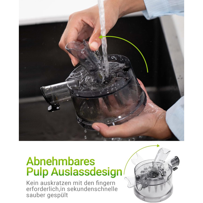 TUUMIIST Шнековий соковитискач XXL, 150 мм, 3 л, для сім'ї, 99% вижимка, BPA-free, REV Anti-Blockier System, чорний
