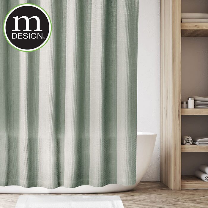 Розкішна завіса для душу mdesign з бавовняної тканини-Розмір 183 x 183 см ідеально підходить для завіси для ванни - текстильна завіса для душу з 3D-малюнком- (зелений)
