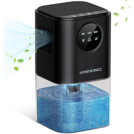Електричний осушувач повітря Homtronics 1700 мл, портативний, тихий, з підсвіткою, для ванної, спальні, шафи, офісу (чорний)