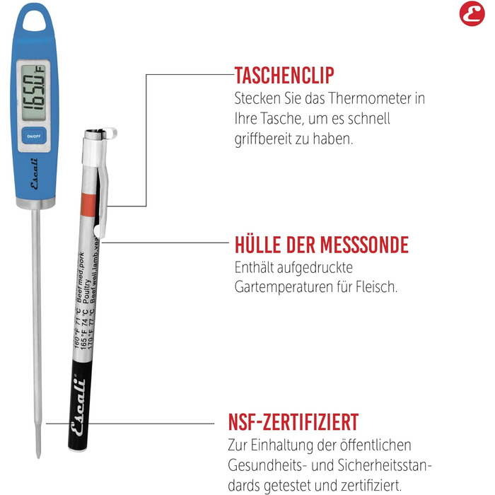 Кухонний термометр Escali DH1-U - термометр для гурманів - термометр для м'яса - термометр для барбекю - сертифікований NSF