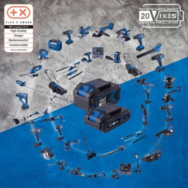 Акумуляторний газонокосарка Scheppach BC-MP380-X | Ширина косіння 38 см | для площі 450-500 м² | Об'єм кошика 45 л | Висота стрижки 25-75 мм | Brushless | 20V-IXES | 10 років гарантії | 2x4Ah акумулятор та швидка зарядка