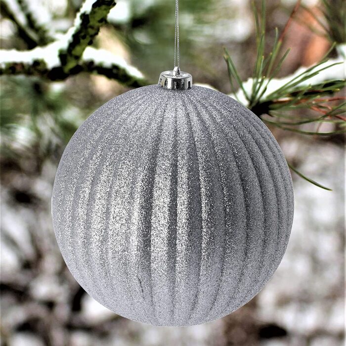 Різдвяні кулі вуличні ялинкові кулі, морозостійкі і стійкі до атмосферних впливів (кулька діаметром 18 см - , з срібним блиском)