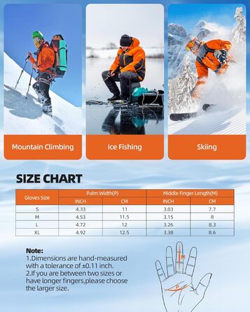 EBOSSOM Зимові рукавички для чоловіків та жінок, 7.4V водонепроникні теплі рукавички з підтримкою сенсорного екрану, вітрозахисні велосипедні рукавички для катання на лижах, піших прогулянок, їзди на мотоциклі та відпочинку