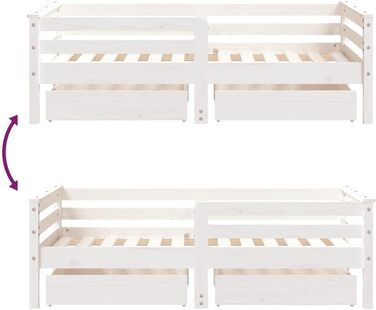 Дитяче ліжечко з шухлядами 80x160 см Масив сосни (70 x 140 см, Білий)