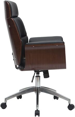 Офісний крісло Miliboo Design, чорний колір, з елементами темного дерева, модель Elon