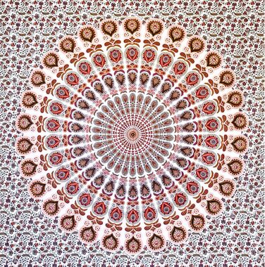 Гобелен MOMOMUS Mandala, 100 бавовна, бохо, біло-помаранчевий, 210x230 см