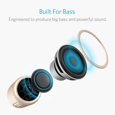 Портативна Bluetooth колонка Anker Soundcore Mini з FM радіо, 15 годин роботи та потужним басом (золота)