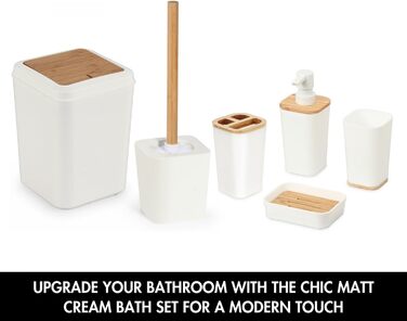 Набір для ванної кімнати Herzberg HG04449, 6 предметів з бамбука, сучасний дизайн, екологічний, салатовий колір