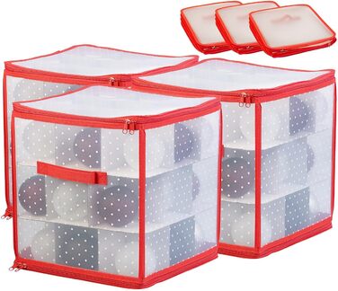 Коробка для прикрас на Новий рік Infactory: набір 3 шт. для зберігання 27 новорічних кулі до 10 см, з ручкою