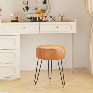 Пуф-стілець для макіяжу YMYNY, стилізований під гарбуз, 32x32x44 см, помаранчевий