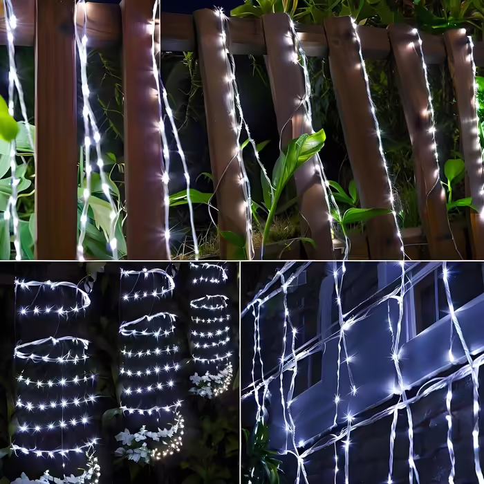 Сонячна LED гірлянда-шланг 20 м, водонепроникна, з USB, 8 режимів, пульт, холодне біле світло, для вулиці, саду, новорічна та весільна декорація