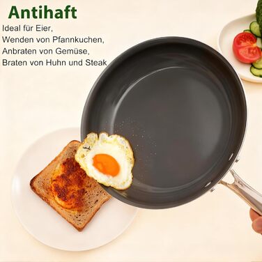 Набір каструль Cookersway: 20, 24, 28 см, керамічне покриття, без PTFE, PFOA, PFAs, для плити та духовки