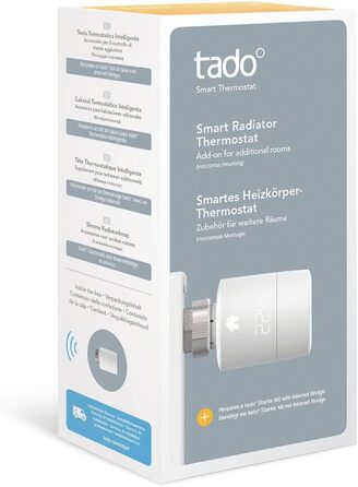 Термостат на радіатор Tado° Smart - додатковий, для індивідуального керування опаленням, білий, простий монтаж