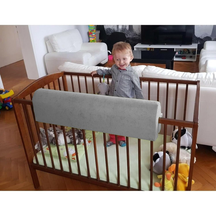 Захист для ліжечка дитячого: бортик-подушка від випадання (Сірий, 50 см)