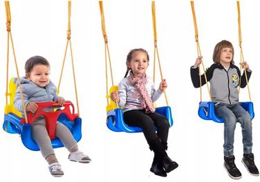 Дитяча гойдалка COIL 3-в-1 для дому та вулиці, регульована спинка, блакитна