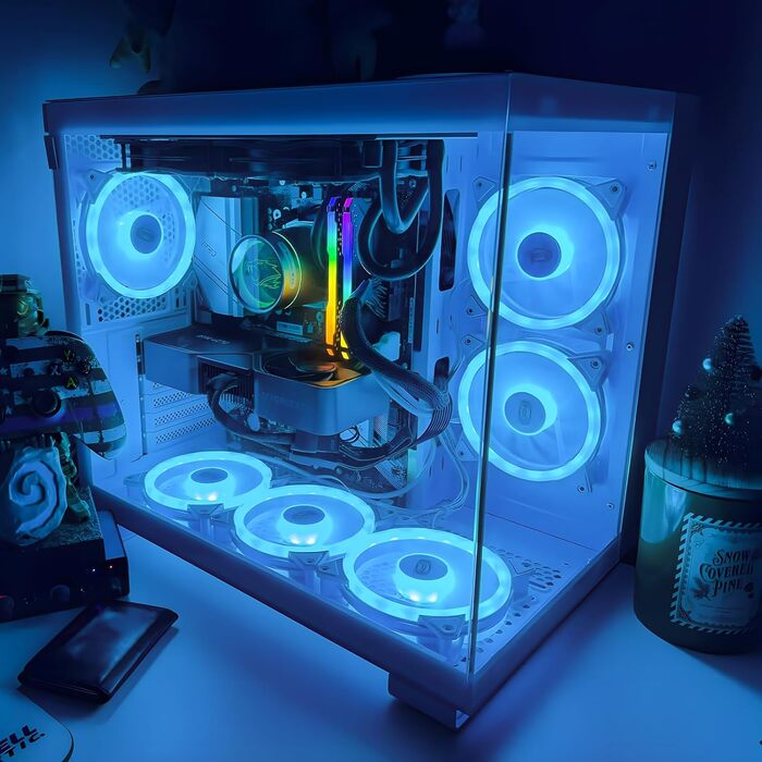 Комп'ютерний корпус ATX PCCOOLER C3T500 ARGB, 6 вентиляторів 120 мм, скляні панелі, безрамний дизайн, сумісний з RTX 40 серією, білий
