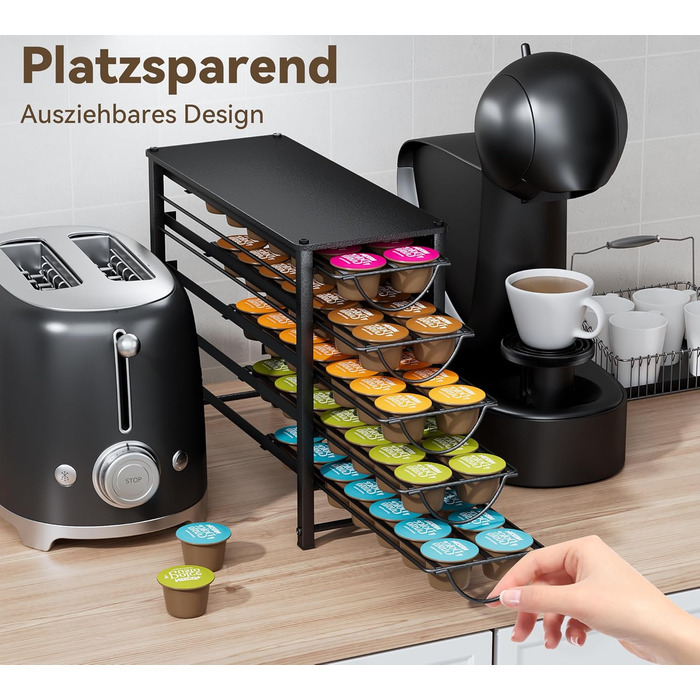 Тримач для капсул кави Dolce Gusto, органайзер для 70 капсул, 5-ярусний металевий ящик з тихими направляючими та антиковзними ніжками