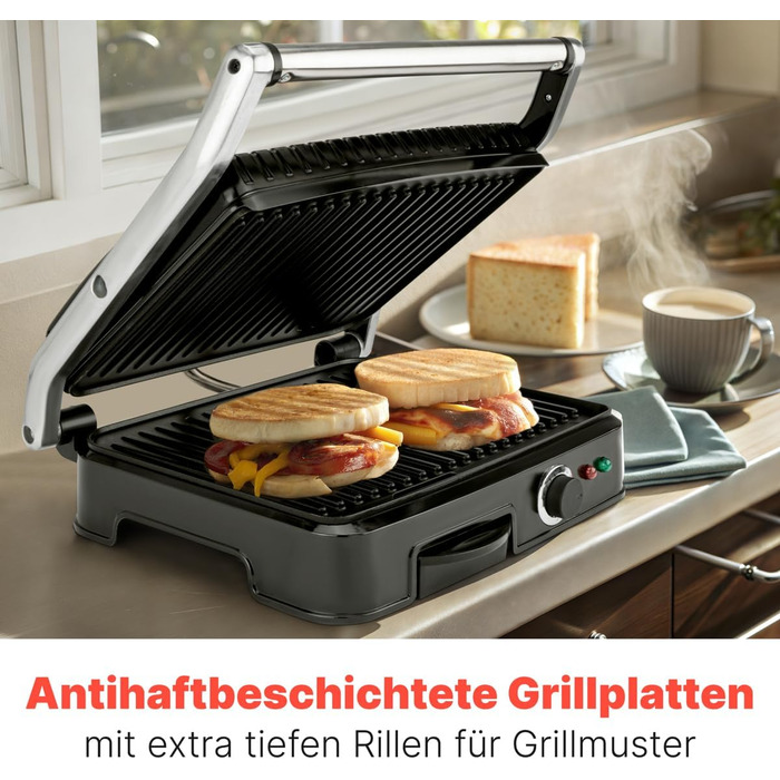 Контактний гриль Clatronic® KG 3487: 2000W, антипригарне покриття, для паніні та тостів