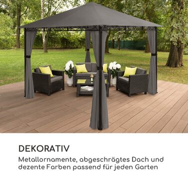 Альтанка садовий намет Pergola, розмір 2,95 х 2,6 х 2,95 м (ШхВхГ), 4 бічні панелі, концепт EasyMount, захист від негоди УФ/вітер/дощ, (темно-сірий)