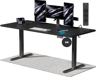 Електричний регульований стіл Airfish 140x70 см з бездроговою зарядкою, пам'ятью та нагадуванням про відпочинок, білий. Також доступний розмір 180x80 см, чорний