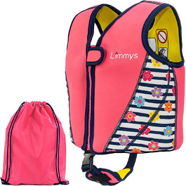 Неопреновий рятувальний жилет преміум - класу Limmy - ідеальний засіб для плавання як для хлопчиків, так і для дівчаток-додаткова сумка на шнурку, європейський бренд, різних розмірів, рожевого кольору