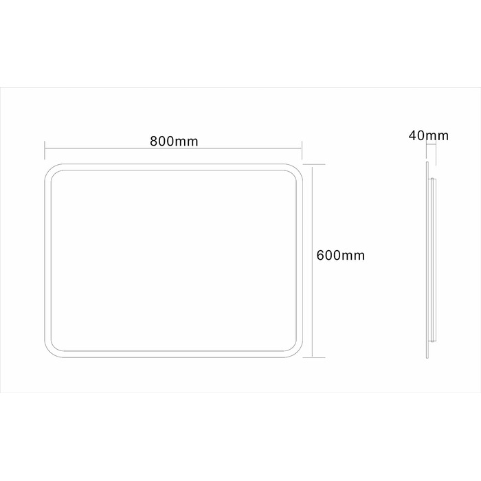 Дзеркало для ванної кімнати Dr. Fleischmann GS084N з LED-підсвічуванням (80x60 см, круглі кути, тепле біле світло)