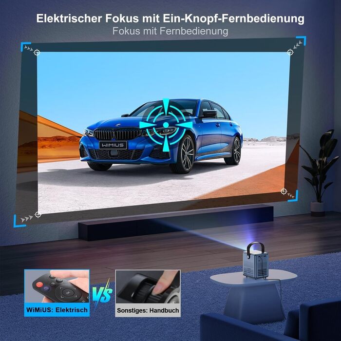Портативний проєктор Mini Beamer 4K з WiFi 6, Bluetooth, Dolby Audio та підтримкою Netflix. Компактний проєктор з автофокусом, вертикальною корекцією трапеції та інтегрованими додатками (рожевий)