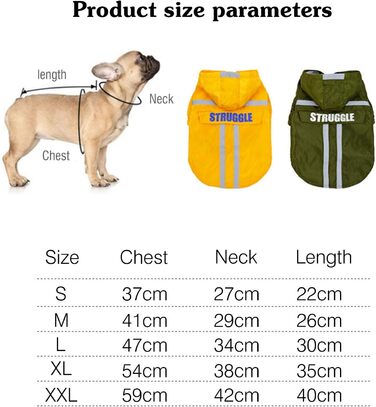 Плащ-накидка для собак PETCUTE, плащ-накидка для собак із захистом живота, плащ-накидка для собак невеликого розміру, з капюшоном на вісім дюймів, плащ-пончо для собак, водонепроникний, дихаючий (XL, армійський зелений)
