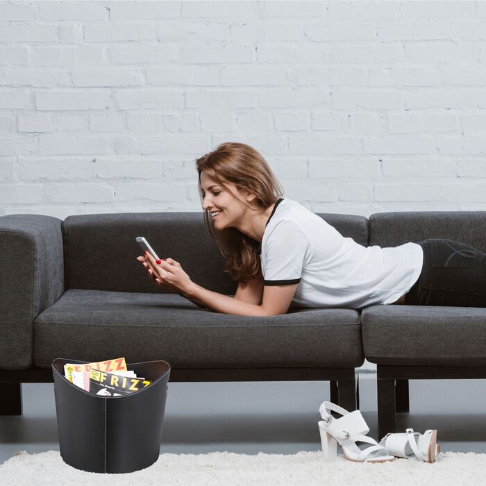 Кошик для дров Relaxdays, штучна шкіра, чорний