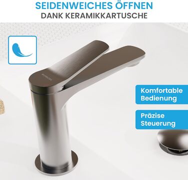 Змішувач для умивальника Bächlein Aldeya чорний матовий, з монтажним комплектом, для накладних умивальників