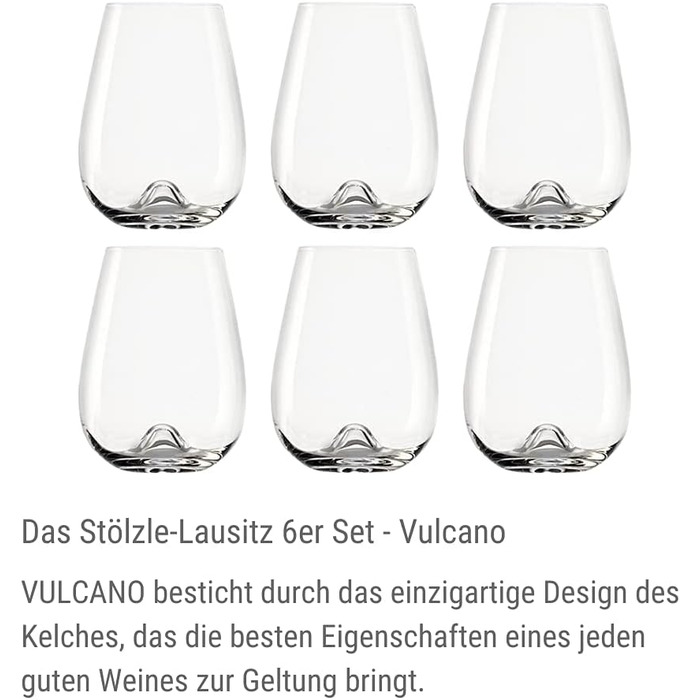 Кружка для білого вина Stlzle Lausitz Vulcano 475 мл Набір з 6 I Високоякісні склянки, які можна мити в посудомийній машині